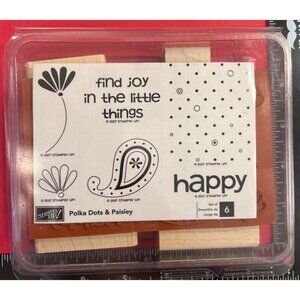 UNMOUNTED Stampin Up! Polka Dots & Paisley Wood Mounted Rubber Stamp Set